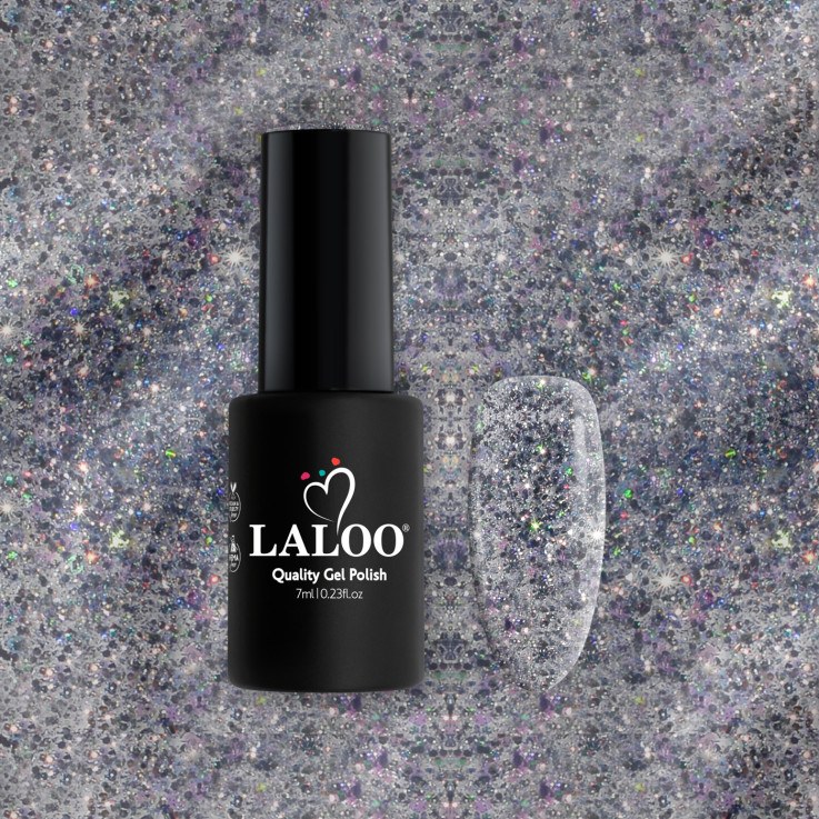L465 Ασημί glitter με πράσινη παγιέτα...