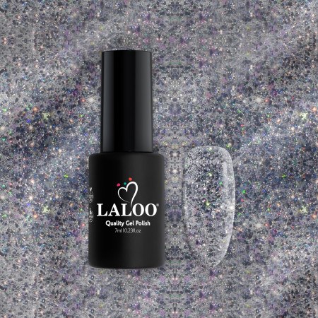 L465 Ασημί glitter με πράσινη παγιέτα | Ημιμόνιμο Βερνίκι 7ml