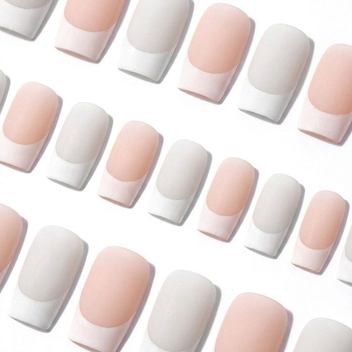 Soft Gel Tips Square Short French Matte  600pcs 2