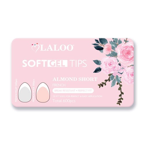 Soft Gel Tips Almond Short French 600pcs
