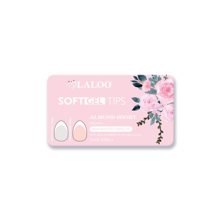 Soft Gel Tips Almond Short French 600pcs
