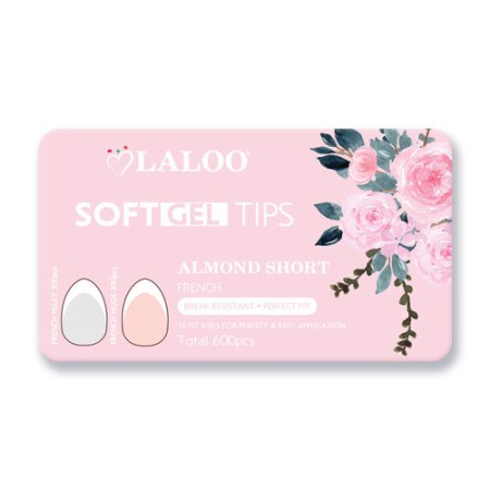 Soft Gel Tips Almond Short French 600pcs