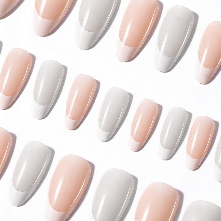 Soft Gel Tips Almond Short French 600pcs