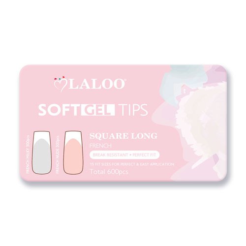 Soft Gel Tips Square Long French 600pcs
