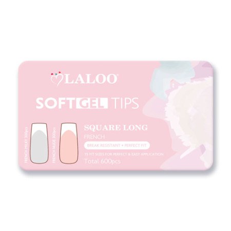 Soft Gel Tips Square Long French 600pcs
