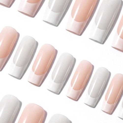Soft Gel Tips Square Long French 600pcs 2