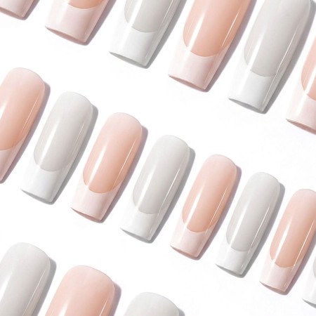 Soft Gel Tips Square Long French 600pcs