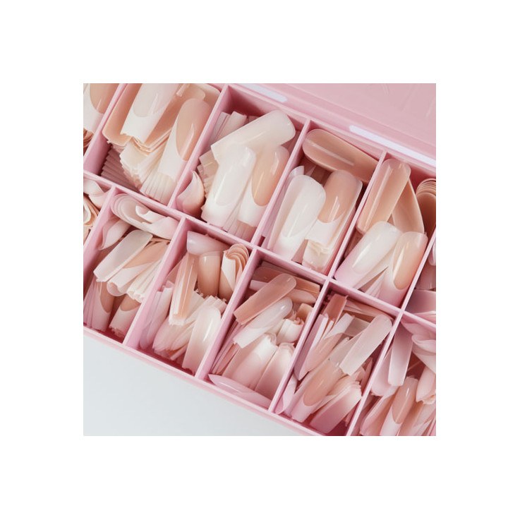 Soft Gel Tips Square Long French 600pcs