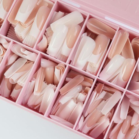 Soft Gel Tips Square Long French 600pcs