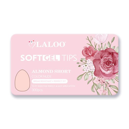 Soft Gel Tips Almond Short Nude 300pcs