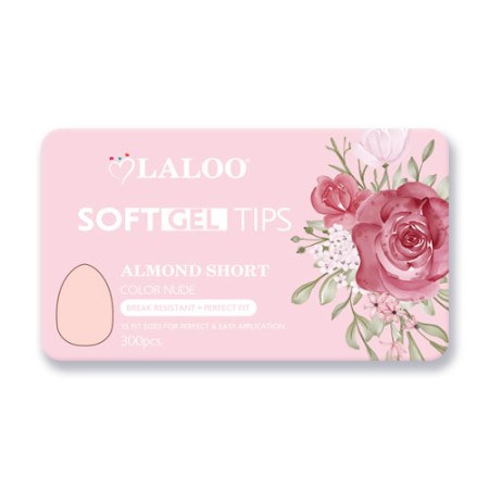Soft Gel Tips Almond Short Nude 300pcs