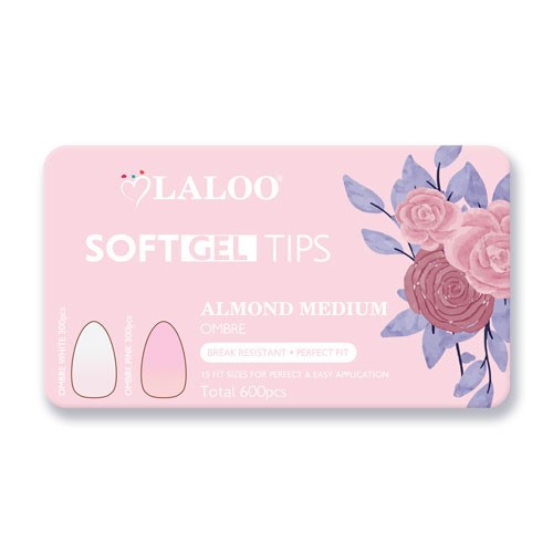 Soft Gel Tips Almond Medium Ombre 600τμχ.