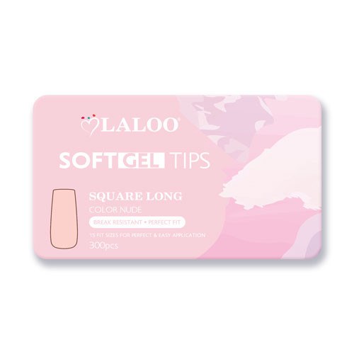 Soft Gel Tips Square Long Nude 300pcs
