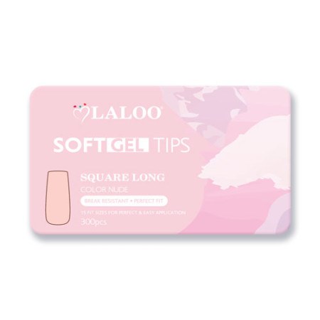Soft Gel Tips Square Long Nude 300pcs